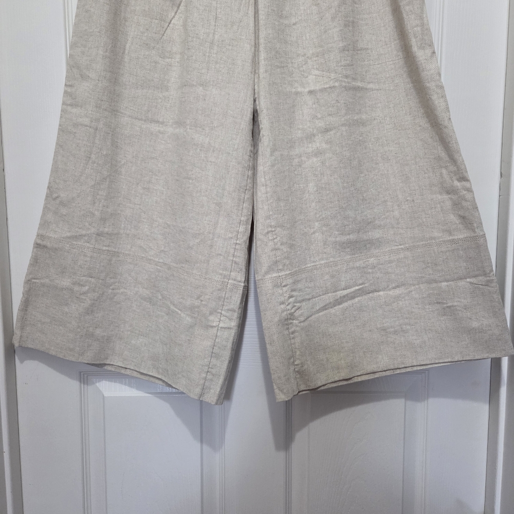 Banana Republic Linen Blend Pants, Beige Wide-Leg Pull-On Crop Pant Size Medium - Picture 4 of 15